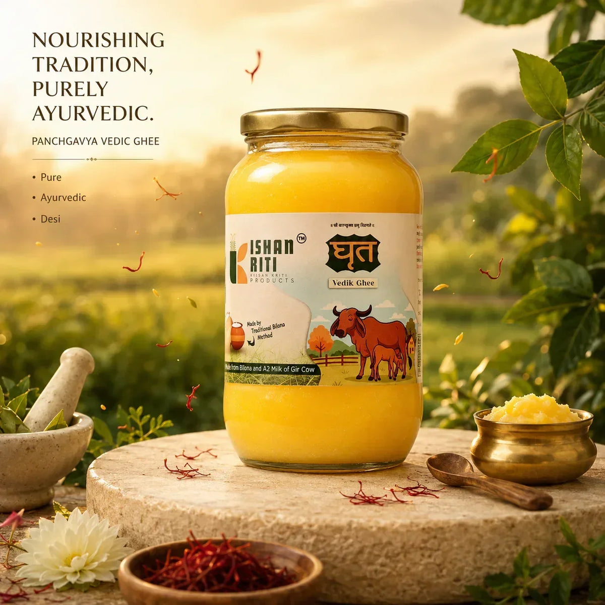 Kishan Kriti A2 Gir Cow Bilona Ghee